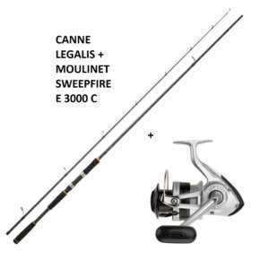 PACK MOULINET SWEEPFIRE E 3000C + CANNE LEGALIS 2.70MT 10-35G