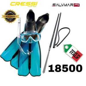 pack cressi bag palma + masque tuba + salvimar pole spear short