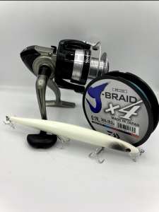 Pack daiwa moulinet + tresse + leurre Long-john