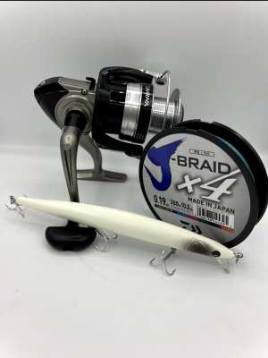 Pack daiwa moulinet + tresse + leurre Long-john