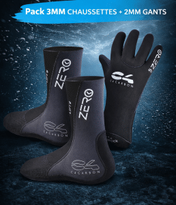 Pack c4 carbon zero 3MM chaussettes + 2MM gants