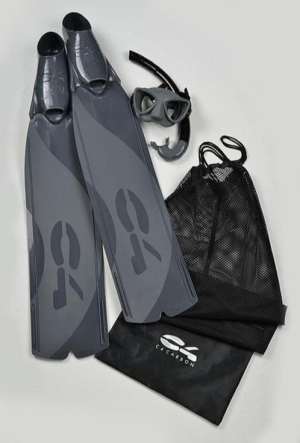combo c4 carbon (palme c4 predator + masque plasma + tuba mistral) Gris nardo